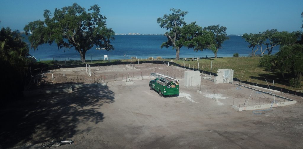Empty lot in Sarasota FL. Waterfront home construction